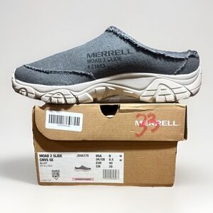 Merrell Women's Moab 2 Slide Canvas SE Slip-On Canvas Alloy Grey Size 9